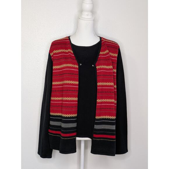 Sag Harbor Women's Solid Black Multicolor Round Neck Long Sleeve Sweater XL - Picture 5 of 8